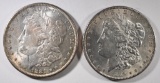 1881-S & 1889 MORGAN SILVER DOLLARS, CH BU