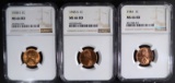 1938-S, 44 & 45-S LINCOLN CENT, NGC MS66RD