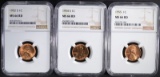 1952-S, 54-S & 55 LINCOLN CENTS NGC MS66RD