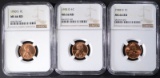1950-S, 1952-D, 1958-D LINCOLN CENTS NGC MS66 RD