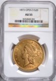 1873 $20 GOLD LIBERTY NGC AU 55