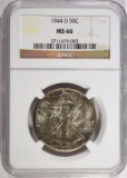 1944 D WALKING LIBERTY HALF $ NGC MS 66