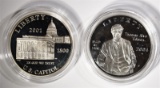 2 - SILVER PROOF COMMEM DOLLARS; 2001