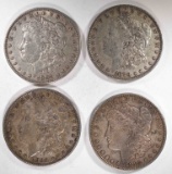 4 - MORGAN DOLLARS; 1879, 1880, 1882-S, 1891