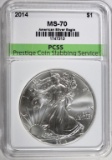 2014 AMERICAN SILVER EAGLE, PCSS PERFECT GEM BU