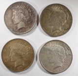 4- 1922 PEACE SILVER DOLLARS