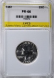 1951 WASHINGTON QUARTER LVCS SUPERB GEM PROOF