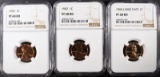 1960 LARGE DATE, 62 & 63 LINCOLN CENTS, NGC PF68RD