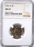 1941-D JEFFERSON NICKEL, NGC MS-67