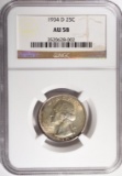 1934-D WASHINGTON QUARTER, NGC AU-58