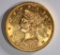1885 $10 GOLD LIBERTY CH BU