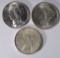 3 - 1923 PEACE SILVER DOLLARS  UNC