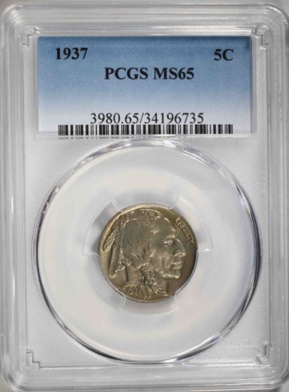 1937 BUFFALO NICKEL, PCGS- MS65