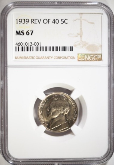 1939 REV OF 40 JEFFERSON NICKEL, NGC MS-67