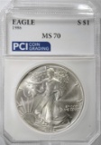 1986 AMERICAN SILVER EAGLE PCI PERFECT GEM BU