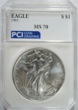 1991 AMERICAN SILVER EAGLE PCI PERFECT GEM BU