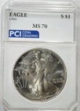 1992 AMERICAN SILVER EAGLE PCI PERFECT GEM BU