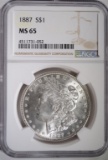 1887 MORGAN DOLLAR, NGC MS-65