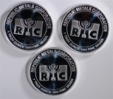 3-ONE OUNCE .999 SILVER ROUNDS-RMC