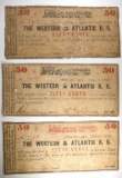 (3) 50 CENT NOTES FOR WESTERN & ATLANTIC R.R.