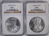 2001 & 2002 AMERICAN SILVER EAGLES