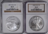 2007 & 2008 AMERICAN SILVER EAGLES