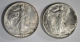 2- WALKING LIBERTY HALF DOLLARS, GEM BU 1941 & 45