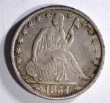 1854-O WITH ARROWS SEATED HALF DOLLAR,  XF NICE