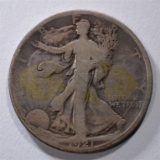 1921-D WALKING LIBERTY HALF DOLLAR, VG KEY COIN