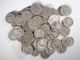 70-AVE CIRC MERCURY DIMES, ALL 1931 & EARLIER