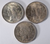 3 - 1922 PEACE SILVER DOLLARS  UNC