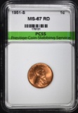 1951-S LINCOLN CENT, PCSS, SUPERB GEM BU RED