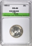 1950-D WASHINGTON QUARTER, PCSS, SUPERB GEM BU