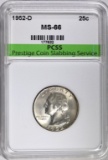 1952-D WASHINGTON QUARTER, PCSS, SUPERB GEM BU