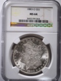 1883-O MORGAN DOLLAR, NGC MS-64 WHITE!