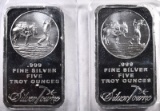 2-FIVE OUNCE .999 SILVER BARS ( SILVERTOWNE )