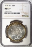 1878 8TF MORGAN DOLLAR NGC MS 63+