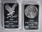 2-DIFFERENT FIVE OUNCE .999 SILVER BARS