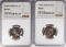 2-1938-D BUFFALO NICKELS, NGC-MS66