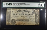 1861 $2 STATE OF NORTH CAROLINA PMG 64