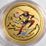 2016 AUSTRALIA YEAR OF MONKEY 1/10 oz .9999 GOLD