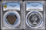 2 – CANADA COINS: 1895 1c PCGS XF40 & 1962