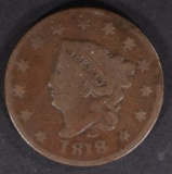 1818 CORONET HEAD LARGE CENT ERROR 20% ROTATION