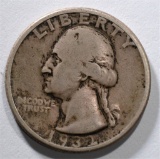 1932-D WASHINGTON QUARTER, VF/XF