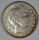 1908-S BARBER HALF DOLLAR, AU