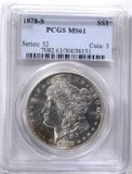 1878-S MORGAN DOLLAR, PCGS MS-61