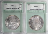 NTC GRADED CH BU MORGAN DOLLARS 1880 & 1890