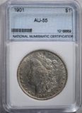 1901 MORGAN DOLLAR, NNC GRADED AU