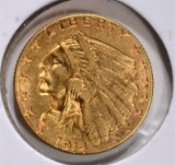 1914-D $2 ½ GOLD INDIAN HEAD CH BU+