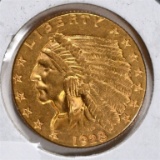 1928 $2 ½ GOLD INDIAN HEAD CH BU+